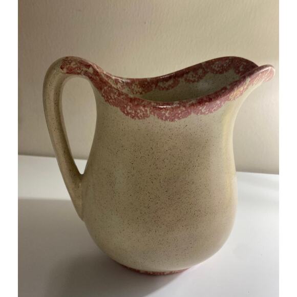 Country Crafts Strawberry Pink Sponge Pottery Pitcher Waldenburg ARKANSAS - Picture 4 of 6